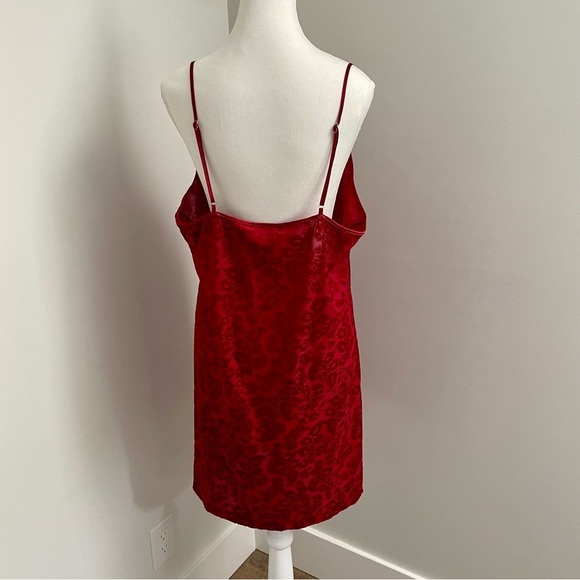 Vintage Red Velvet Burnout Floral Slip Dress Size 1X - Picture 3 of 6